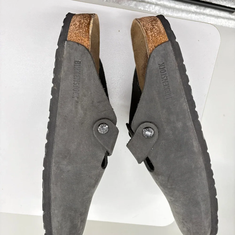 Birkenstock Boston Iron Gray Oiled Leather Clogs Mens Size 42 L11 M9 EU 9 US